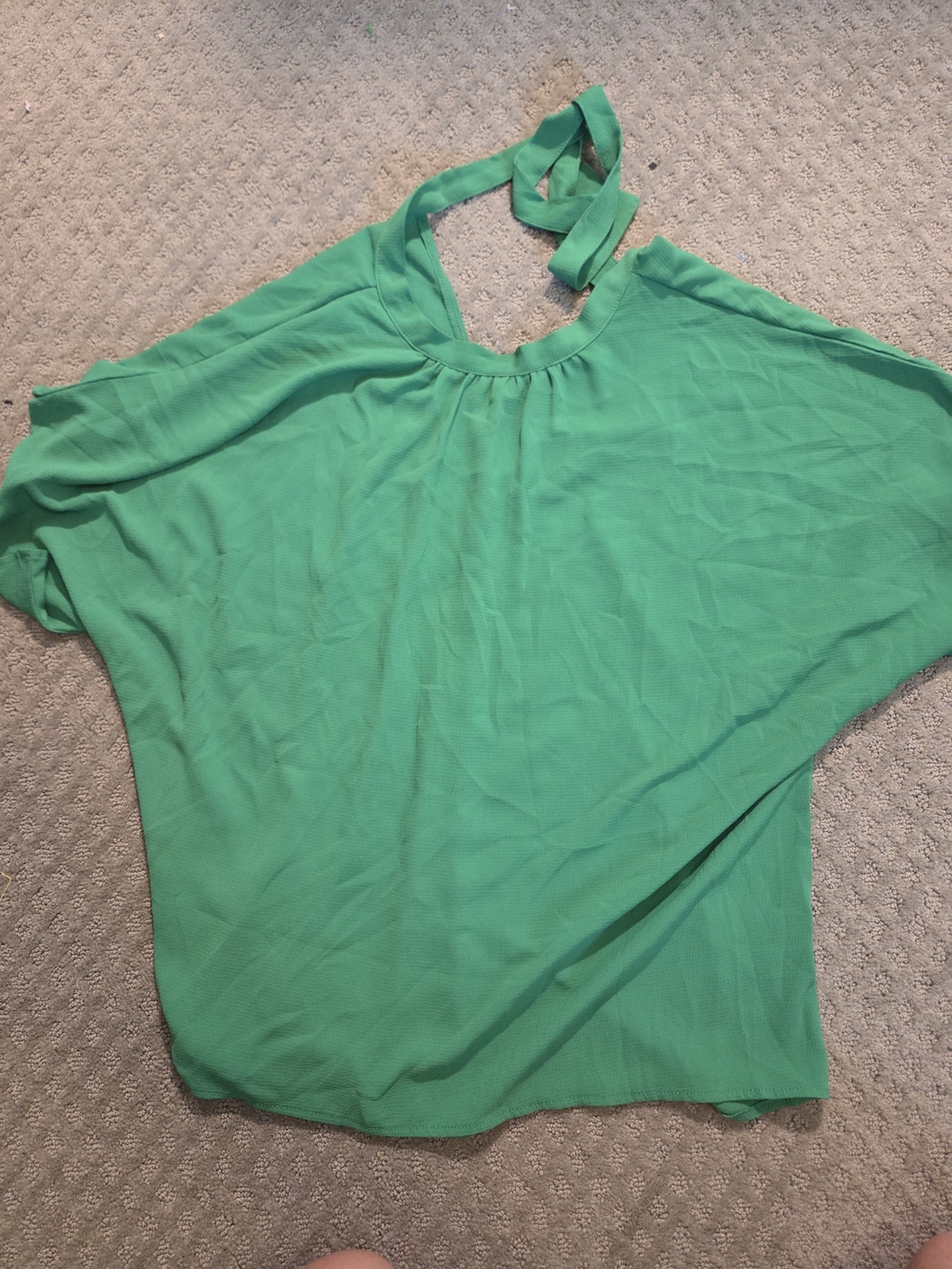 SHEIN Emerald Green Halter Tie-Neck Blouse